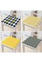 Set of 4 Yellow Navy Blue Zigzag Patterned Specially Designed Cushion Zippered Chair Cushions - 2