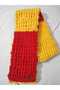 Scarf Puffy 100% Hand Knitted 200 * 22 Cm RED 56 + YELLOW 216
