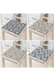 4-Piece Caramel and Jeans Colored Digital Printed Zippered Chair Cushion with Geometric Drawing Design - 2