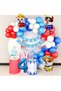 Patrol Dog with Foil Balloons 4 Years Blue Red White Balloon Chain Birthday Set