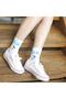 5 Pairs Women's Multicolored Milk Written Patterned Washable College Tennis Socks - 9
