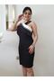 Women's Black Shoulder Open Back Detailed Design Mini Dress - 2