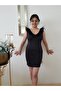 Women's Black Feather Collar Special Design Mini Dress - 2