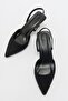 OVER Black Tweed Pointed Toe Short Heeled Women's Shoes - 3