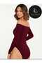Women's Burgundy Body Silk Jersey Double-Layer Not Showing Inside Strapless Body with Snap Fasteners - 4