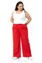 Plus Size Wide Leg Gabardine Red Trousers with Tie Detail - 2