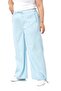 Plus Size Wide Leg Tie Detailed Gabardine Baby Blue Trousers - 4