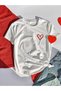 Girl's Red Minimal Heart Printed White Kids T-shirt