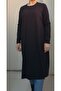 Black bat sleeve salaş combed cotton viscose islamic tunic below the knee - 6