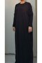 Black Bat Sleeve Loose-Fitting Combed Viscose Hijab Dress - 6