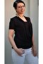 Black Degaje Collar Bustier Combed Cotton Viscose Short Sleeve T-Shirt - 5