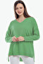 V-neck Long T Sleeve Back Long Front Short Slit Loose Cut Seasonal Basic Loose Knitwear Sweater