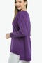 V-neck Long T Sleeve Back Long Front Short Slit Loose Cut Seasonal Basic Loose Knitwear Sweater - 3