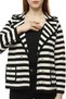 CROWACE CUTTED BLACK ECRU STRIPED STEEL KNITTING CUSTOM DESIGN STRICK CARDIGAN - 3