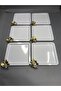 Stainless Steel Square 6-Piece White Coffee, Tea, Decorative Presentation Serving Tray with Luxury Butterfly Accessories