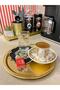 Round Gold Presentation Tray Decorative Serving Tray Tea, Coffee 22 Cm Set of 6 - 2