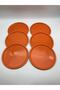Set of 6 Metal Orange Single Decorative Tea, Coffee and Cake Service Presentation Tray 23 Cm