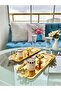 3-Piece Luxury Butterfly Gold Titanium Coated Baton Service, Tea, Coffee, Treats and Presentation Tray - 2