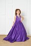 purple front crystal stone crop skirt girl's evening dress