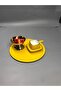 Metal Yellow Single Decorative Tea, Coffee and Cake Service Presentation Tray 23 Cm