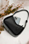 Women's Crocodile Patterned Black Baguette Bag - 3