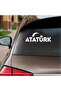 Ataturk Lettering And Star and Crescent Sticker 25x10 Cm White - 4