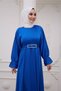 Satin Hijab Dress - Sax Blue - 2