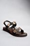 Black Genuine Leather Women's Sandals K374680603 - 5