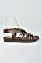 Brown Genuine Leather Women's Sandals K374680503 - 5