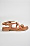 Tan Genuine Leather Flip Flops Women's Sandals M291841203 - 8