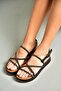 S314002409 Black Stone Detailed Women's Sandals - 2