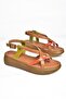 M291050703 Orange/Tan Genuine Leather Flip Flops Women's Sandals - 6