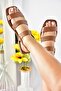Tan Genuine Leather Thick Strap Daily Women's Sandals M291042603