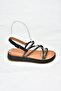 S314002409 Black Stone Detailed Women's Sandals - 6