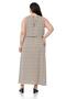 Plus Size Black Striped Long Dress with Tie Detailed Straps and Elastic Waist - 3