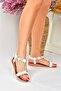 White Stone Detailed Daily Women's Sandals M258312209 - 5