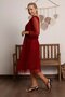 Claret Red Polka Dot V-Neck Tulle Plus Size Dress - 4