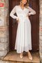 White Long Double-Breasted Collar Wrap Chiffon Plus Size Dress - 3