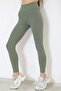 Women's Khaki Fleece-Lined Ribbed Tightening Leggings