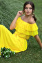 Madonna Ruffle Collar Yellow Plus Size Chiffon Dress - 3