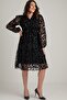 Black Daisy Detailed Plus Size Dress