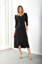 Black Valon Belted Midi Dress - 3