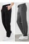 Men's Black-anthracite 2-Piece Sweatpants Zipper Pocket Embroidery Detailed Straight Leg Comfortable Cut