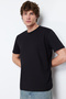 Siyah Basic %100 Pamuklu Regular/Normal Kesim Bisiklet Yaka T-Shirt TMNSS21TS0808 - 6