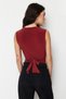 Tile Tie Detailed V-Neck Fitted/Flexible Snap Fastener Knitted Body TWOSS23BD00055 - 4