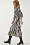 Women's Green Patterned Satin Surface Stylish Dress RG00002 - 5