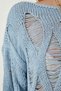 Women's Sky Blue Boat Neck Seasonal Scrolled Knitwear Sweater MW00134 - 4