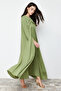Khaki Woven Kaftan Evening Dress TCTSS24DB00000 - 5