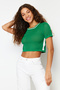 Green Crop Openwork/Hole T-Shirt Look Knitwear Sweater TWOSS24KZ00021 - 2