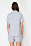 Gray Teddy Bear Woven Pajama Set with Shorts Thmss24Pt00065 - 6